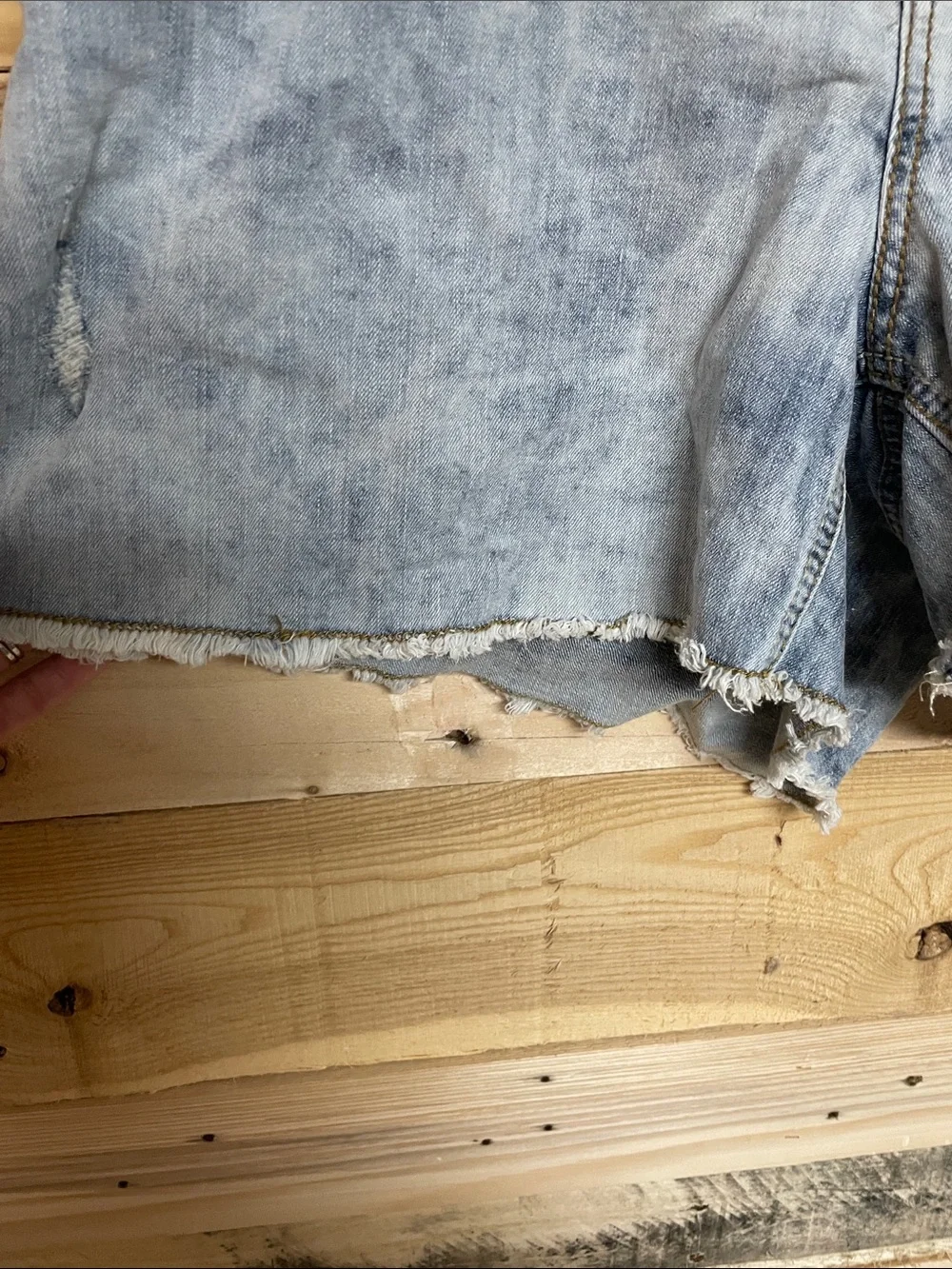 Maurices size 24 Light Blue Distressed Jean Short with Stud and Gem Detail Sides